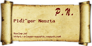 Pláger Neszta névjegykártya